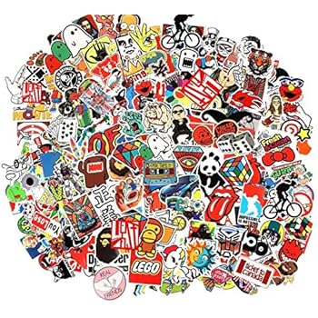 Cool Sticker 100pcs Random Music Film Vinyl Skateboard Guitar Travel Case Sticker Door Laptop Luggage Car Bike Bicycle Stickers (100pcs)