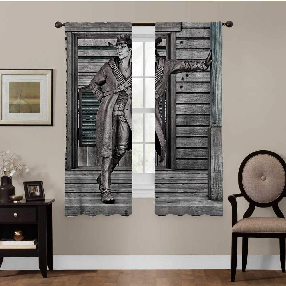 Super Soft Luxury Curtains Western, Young Handsome Cowboy West Thermal