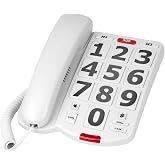 VDTG Large Key Wired Telephone Adjustable Ringing Tone and earpiece Volume | The earpiece can be Adjusted to Ultra-high Volume