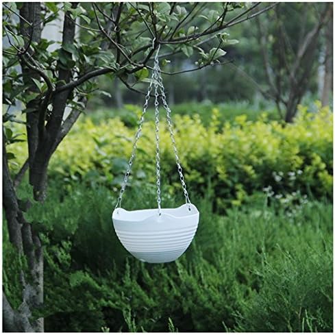 MagicMen Hanging Flower Plant Pot Chain Basket Planter Holder Garden Patio Balcony Planters Hanging Decorative Flower Plant Pot Hanging Planter 1pcs (M（8.264.92inch）, White)