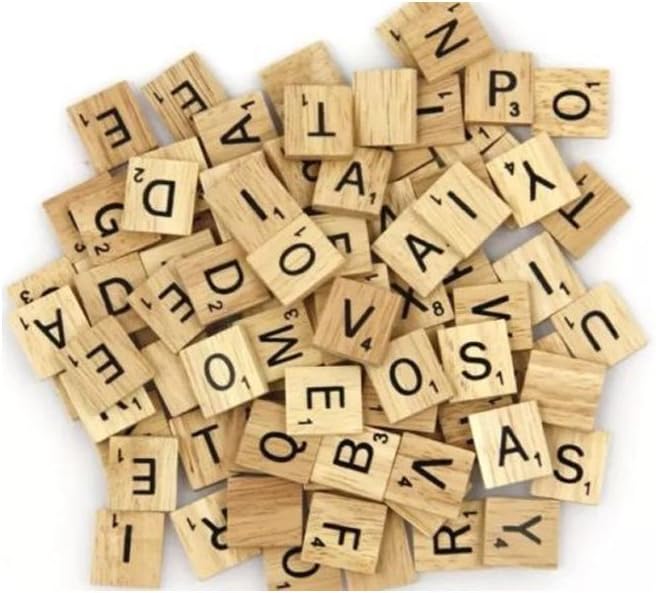 MyCamBay 1000 WOODEN SCRABBLE TILES BLACK LETTERS & NUMBERS FOR CRAFTS WOOD UK SELL