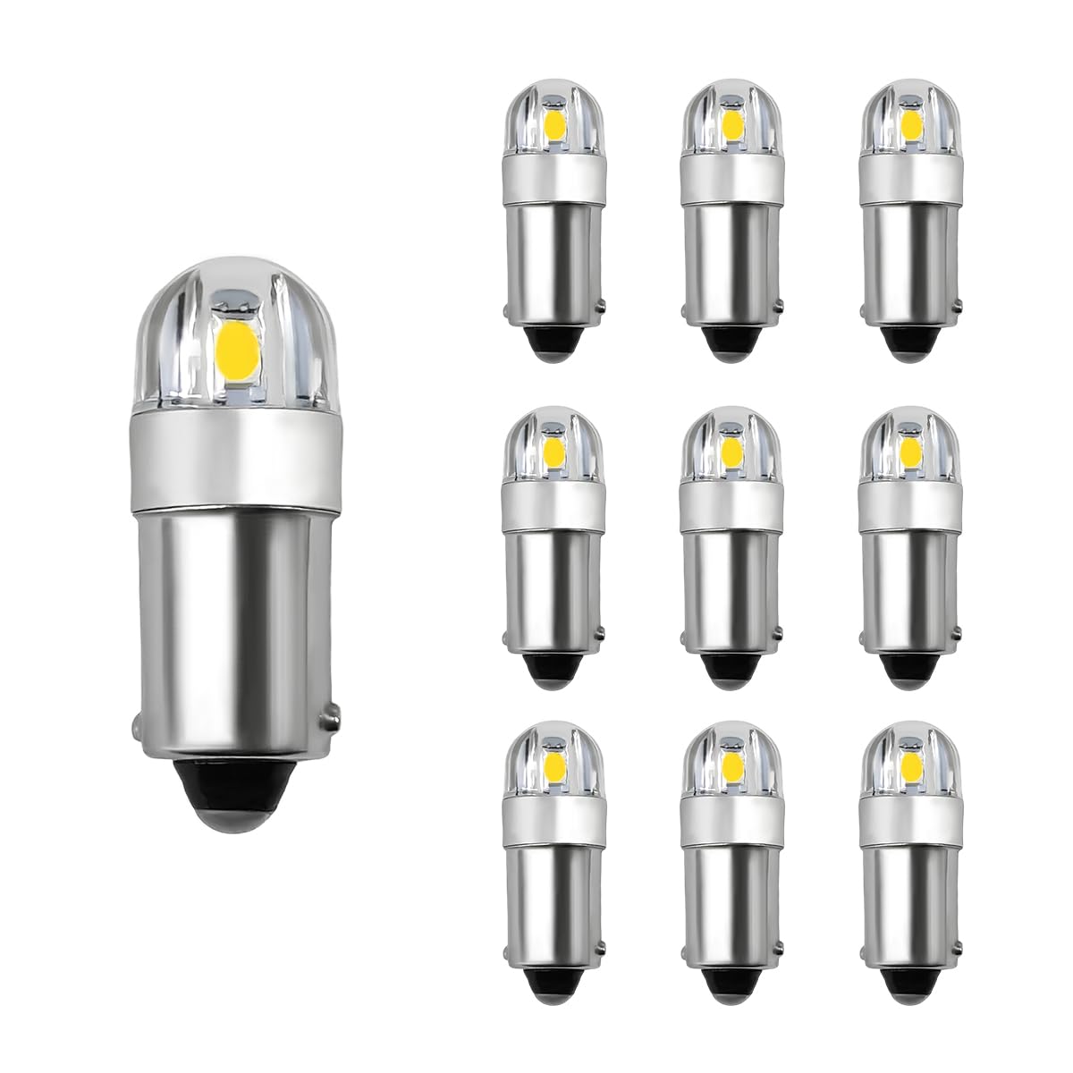 Photo 1 of DXNQ 10PCS BA9S BA9 1895 1891 53 57 47830 LED Bulb, Super Bright 2SMD 3030Chips BA9S LED Bulb Glove Box Light, Canbus Error Free 12V 64111 3893 LED Bulb for Dome Map License Plate (White)