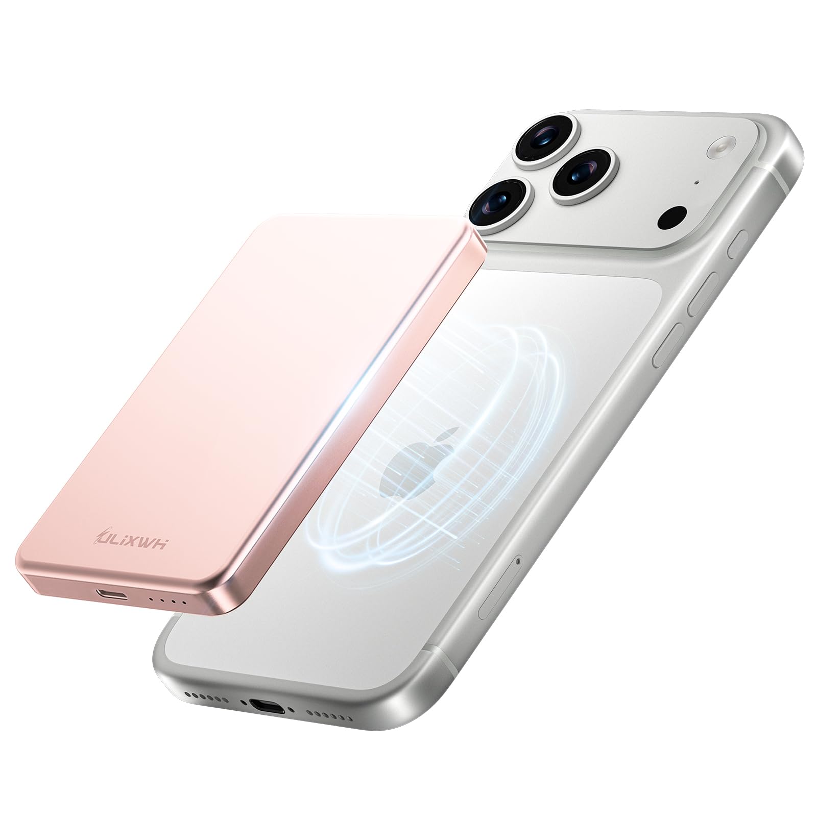 Photo 1 of ULiXWH 10,000mAh for MagSafe Power Bank Ultra Slim, Magnetic Wireless Charger with USB-C Cable, Fast Charging Portable Battery for iPhone 17/16/15/14/13/12 Series, All-Metal Design (Rose Gold)