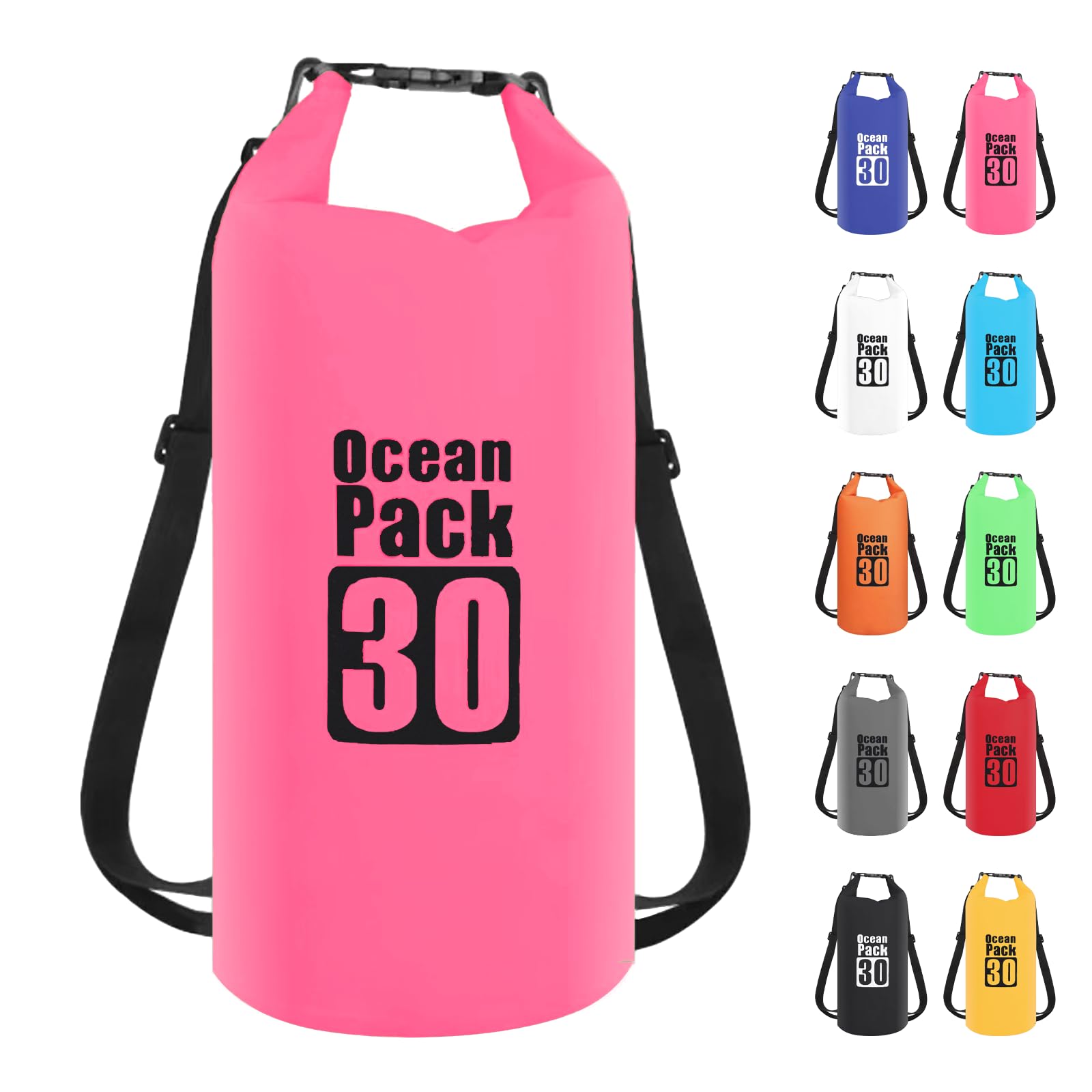 Dry Bag 30L,Boat Dry Bags Rose Red Waterproof Bag Dry Sack Roll Top Long Adjustable Shoulder Strap 2L/5L/10L/20L/30L/40L for Drifting Boating Kayaking Fishing Rafting Swimming Camping Canoeing Surfing