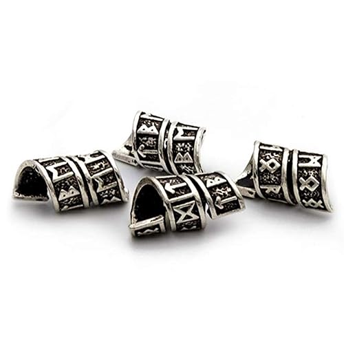 Viking Rune Beard Bead Coil Set (4-Pack) - Norse Rings for Hair, Dreads ...