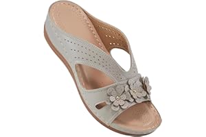 Cathalem Summer Sandals for Women Slip On Dressy Summer Comfortable Slides Sandals Lightweight Memory Foam Platform Shoes