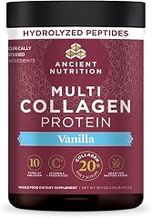 Ancient Nutrition Hydrolyzed Multi Collagen Peptides Powder, Vanilla | Vitamin C, Probiotics, Grass-Fed Hydrolyzed Collagen, 