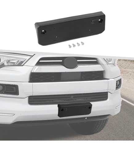 thumbnail image 2 of Front License Plate Bracket Holder – For Toyota 4Runner 2014-2023 – Black Textured Plastic W/ Screws (TO1068130 / 5211435040) 2 of 5