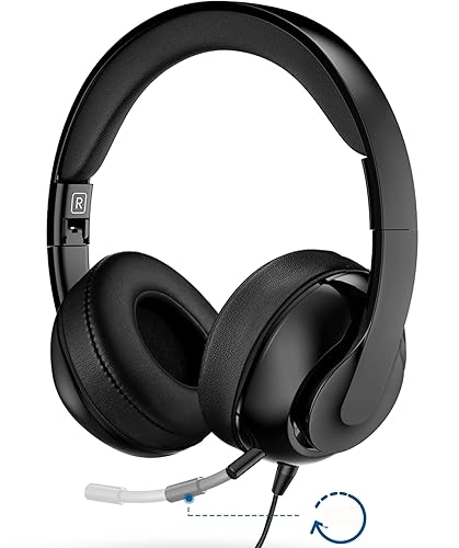 USB Headset with Microphone for PC, in-Line Control Headphones
