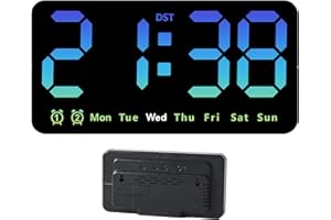 LED Digital Wall Clock - 8.5 Inch LED Wall Clock with Temperature Display, Battery Operated with Dual Alarm for Home, Office,