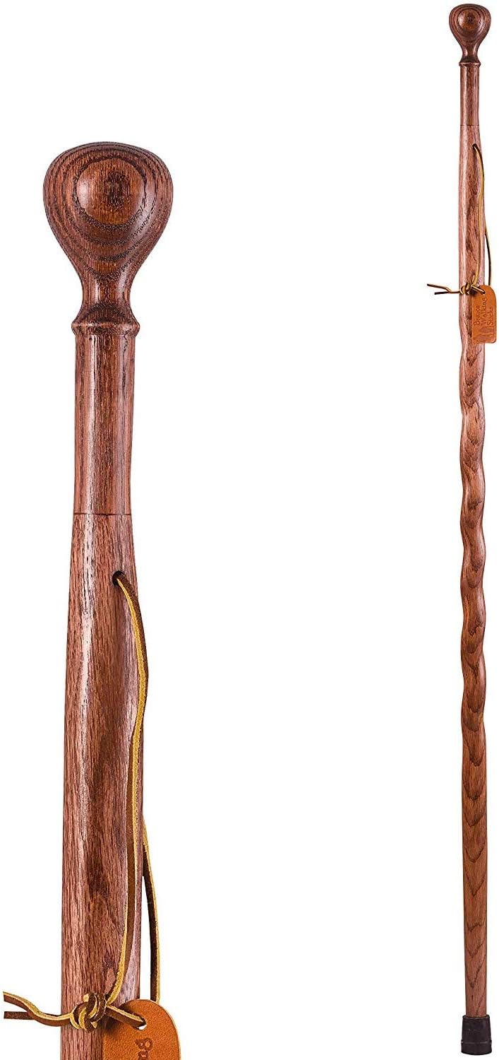 Brazos Trekking Pole Hiking Stick for Men and Women Handcrafted of Lightweight Wood and made in the USA, Red Oak, 48 Inches