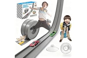 DIY Flexible Racing Track Toy for Kids,Rollup Race Track Children Toys with Racecars and Suction Cups,Roll up Race Tracks Com