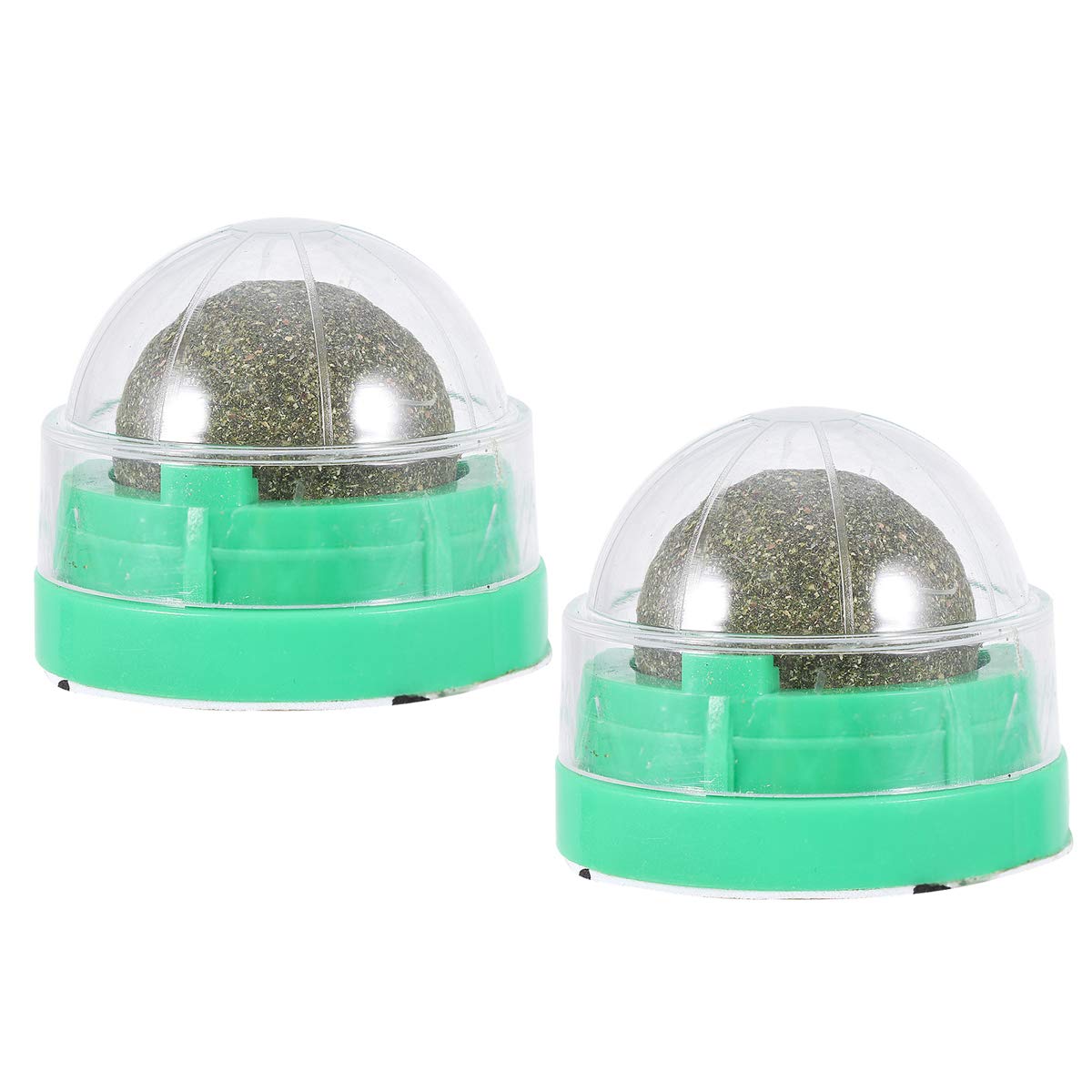 VILLCASE 2PCS Cat Licking Mint Ball Rotatable Natural Cat Catnip Candy Actinidia Polygama Cat Snacks Digestive Aids Cat Treats Pet Supplies for Cats (Green)- Cat Kitten Activity Fitness Toy