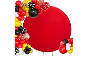 Maiangel 7.2FT Round Arch Backdrop Cover Spandex Fitted Stretchy Arch Stand Covers with Buckles Arch Covers for Circle Stand Balloon Wedding Party Birthday Baby Shower Arch Decoration(Red)