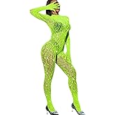 EHSUYAB Women Sexy Lace Jumpsuit, Leopard Fishnet Bodysuit Dancer Glow Rave Outfits, One Piece Mesh Full Rhinestone Lingerie