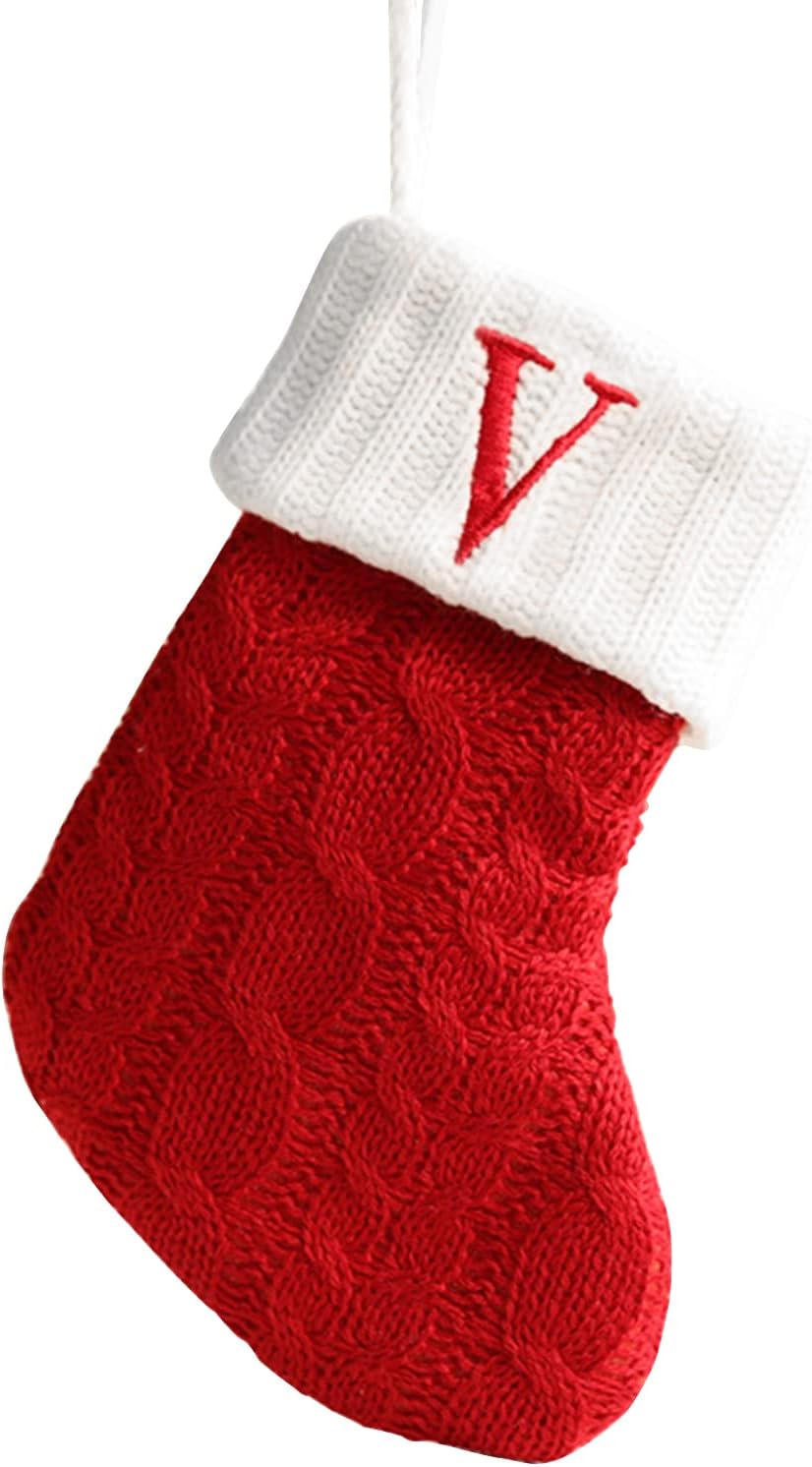 Stockings & Holders - Goodliest Christmas Stockings Personalized Letter Christmas Stocking Red Socks Hanging Xmas Stockings for Fireplace Party Christmas Decorations V