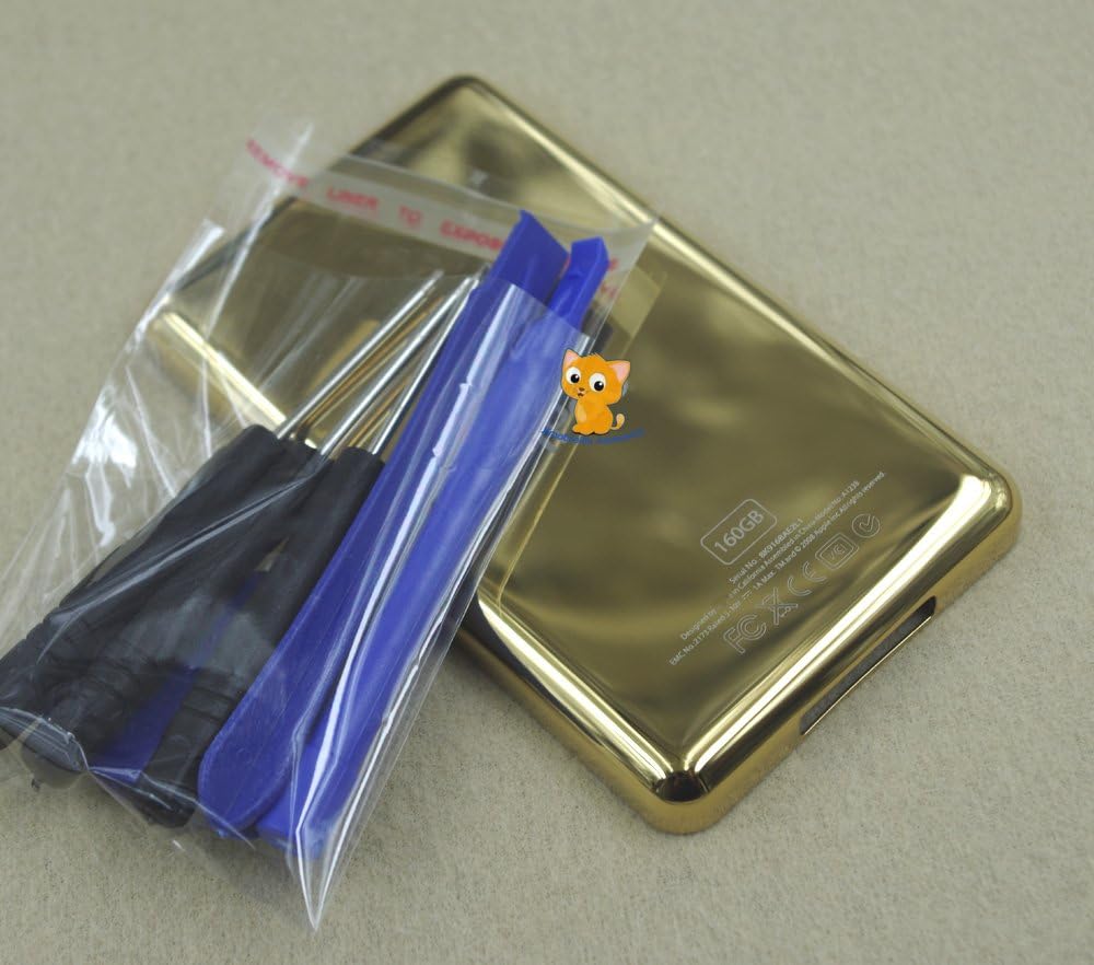 Gold Golden Color Metal Back Rear Housing Case Cover Shell Backplate Repair Replacement for iPod 7th Gen Classic Thin Version 160gb