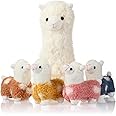 Civaner Llama Stuffed Animal with 4 Baby Llama Cute Alpaca Plush Set Kawaii Llama Gift Soft Pillow Appreciation Gift Back to