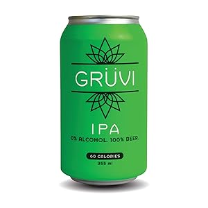 Gruvi IPA Non-Alcoholic Beer, 60 Calories, 12-Pack, 0% ABV, Zero Alcohol Beer, NA Beer