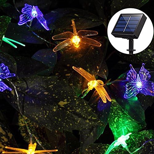 Solar String Lights Outdoor, Aukora 20 LED Solar Powered Butterfly Dragonfly String Lights 8 Modes Multi Color Fairy String Lights for Patio Yard Lawn Flower Tree Garden Decoration, Ideal Gifts