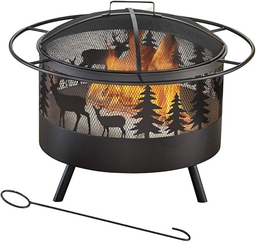 Amazon Com Collections Etc Wood Burning Metal Fire Pit With Hook