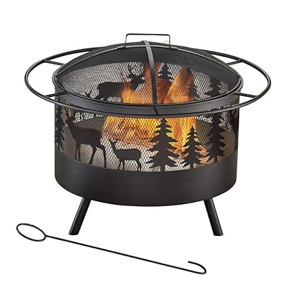  Collections Etc Wood Burning Metal Fire Pit With