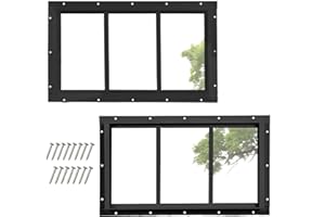 COLORPAPA 2 Pack Shed Windows, 10"x18" Transom Window Fixed Design with Tempered Glass for Shed, Chicken Coop, Playhouse, Household, Garage, Barns (Black)