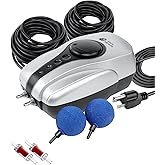 AquaMiracle All-in-One Koi Pond Aerator for Outdoor Ponds up to 1000 Gal | Pond Air Pump Flow Adjustable | Pond Aeration System with Double Outlet Airline Tubing Air Stones Check Valves