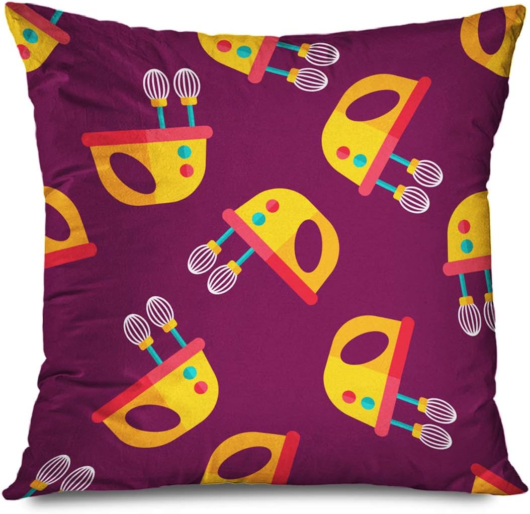 DANGCCI Throw Pillow Cover 18x18 Inches Square Egg Kitchenware Equipment Electronic Beater Isolated Backdrop Flat Iconeps10 Seamless Wire Objects Cushion Case Home Decor Zippered Pillowcase