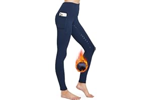 FitsT4 Sports Women's Winter Full Seat Riding Tights Fleece Lined Horse Riding Pants Silicon Grip Equestrian Breeches Pockets