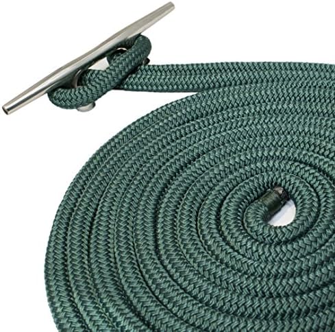 CordShop Marine Double Braid Nylon Dock Line with 12-Inch Eye, Hunter Green, 3/8-Inch x 25-Feet