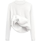 Gihuo Womens Fleece Sweaters Sherpa Lined Thermal Shirts Long Sleeve Warm Base Layer 2026 Knit Fall Sweaters