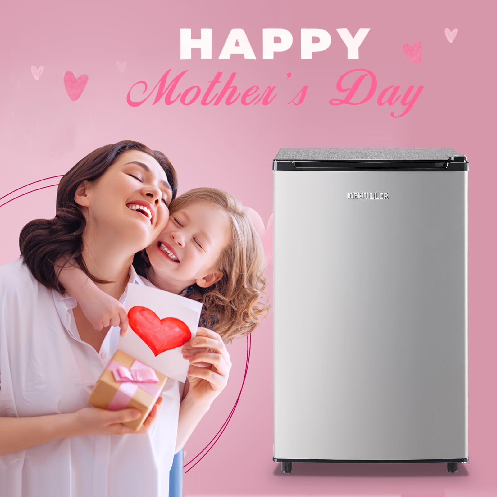 Upright Freezer 3.2 Cu.ft Freezer Single Door Freestanding Small Freezer with Adjustable Thermostat Front Door Open Mini Freezer for Kitchen, Apartment, Basement, Dorm, Silver
