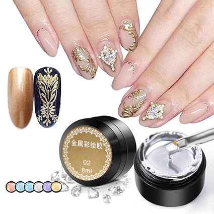 Gel Per Unghie Effetto Metallo Oro Rosa Argento Uv Led