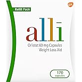 alli Diet Weight Loss Supplement Pills, Orlistat 60mg Capsules, 170 Count