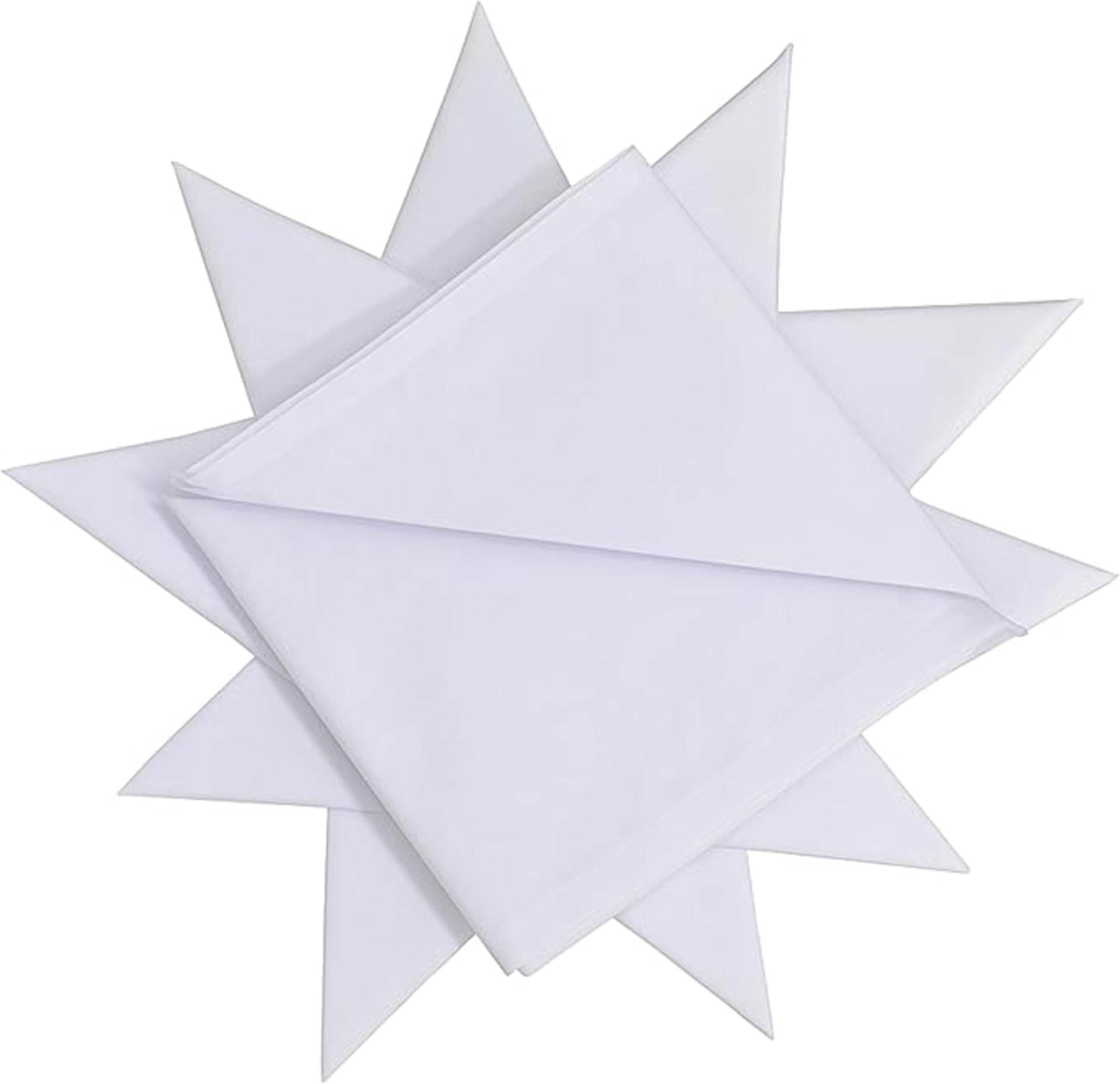 Dudu N Girlie Men's Cotton Handkerchiefs – 12 Pack, White, 40x40 cm, Soft & Durable with Hemmed Stitching