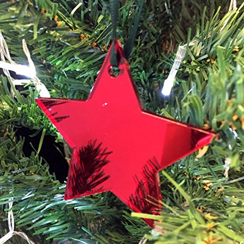 Super Cool Creations Star Mirrored Red Christmas Tree Decorations - Pack of 10