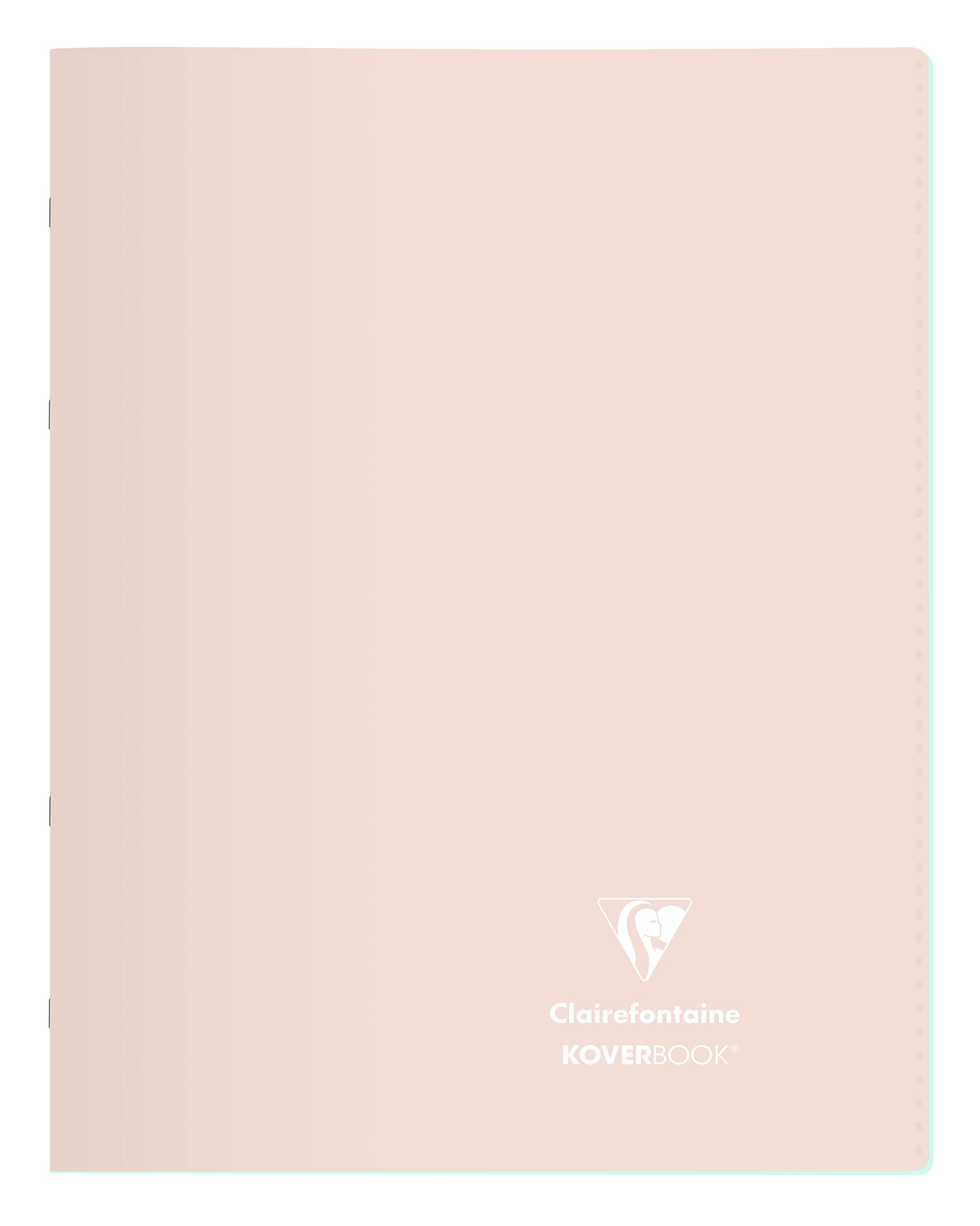 Clairefontaine 981681C Set of 10 Stapled Notebooks Koverbook Blush - 24x32 cm - 96 Pages Small Squares with Margin - White Paper 90 g - Opaque Polypro Cover - Random Colours