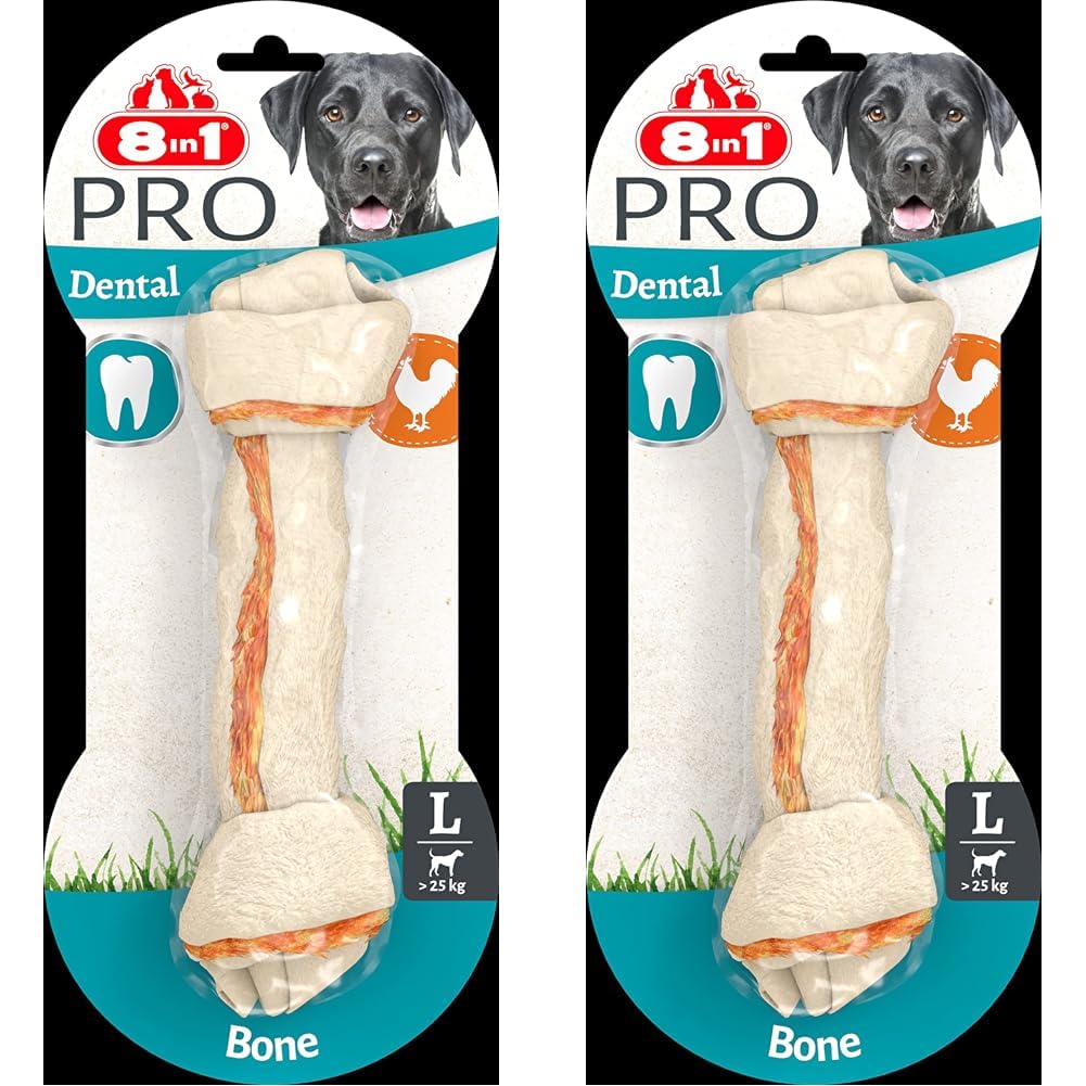 8in1 Pro Dental Bone L - healthy chewing bone for large dogs for dental care, 1 piece (Pack of 2)