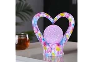 Tepaken Home Decor Heart Shaped Statues Colored Snow Globe Room Decor Modern Abstract Decoration on Shelf Table Desk for Living Room Office Bedroom Valentines Day Gifts for Women Girl (Love Pink)
