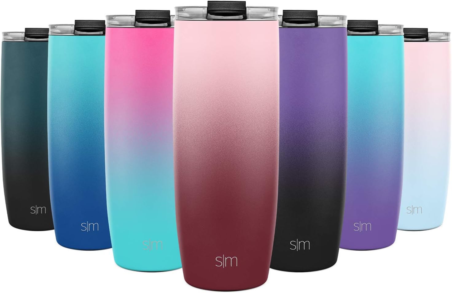 Simple Modern 24oz Voyager Travel Mug Tumbler w/Clear Flip Lid & Straw - Coffee Cup Vacuum Insulated Flask 18/8 Stainless Steel Hydro Water Bottle Ombre: Wildberry