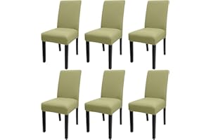 JQinHome Sage Green Chair Covers for Dining Room Set of 6, High Stretch Removable Washable Parsons Chair Slipcover for Home Party Hotel Wedding Ceremony (6PCS,Sage Green)