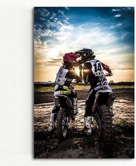 Amazon オートバイのカップルのポスターとプリントモトクロスダートバイクスポーツキャンバス絵画モダンなリビングルームの壁アート寝室の装飾写真50x70センチフレームなし ウォールステッカー オンライン通販