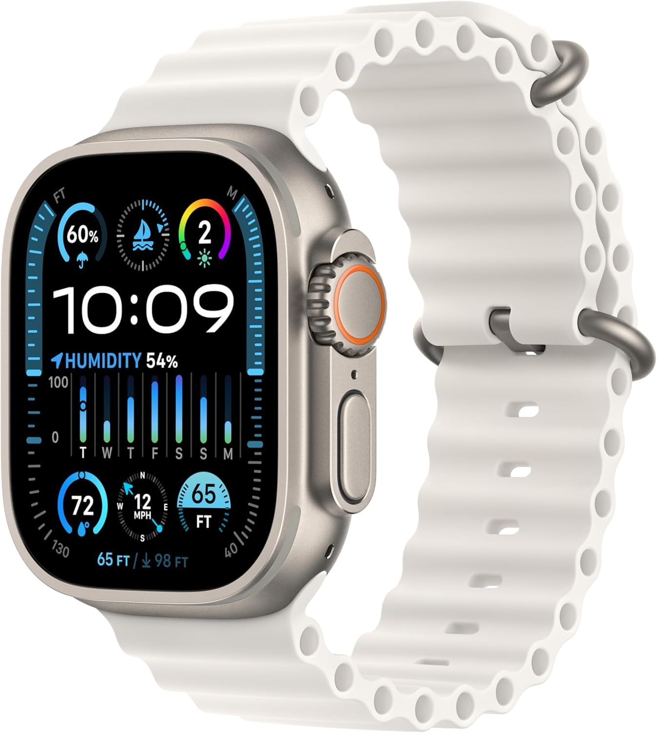 Photo 1 of Apple Watch Ultra 2 [GPS + Cellular, 49mm] - Titanium Case With White Ocean Band, One Size (Renewed Premium)