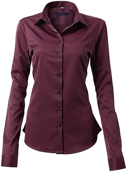 HARRMS Damen Hemd Bluse Langarm Shirts Elegant für Blazer Büro Business Slim Fit Bambusfaser Basic Retro Bügelleicht/Bügelfre