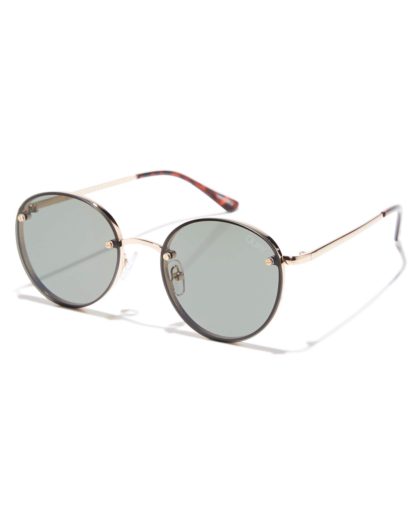 Quay Australia Farrah Rhinestone Metal Round Sunglasses Gradient Black & Case Farrah Quay Sunglasses Round Sunglasses Farrah Quay  main image 2