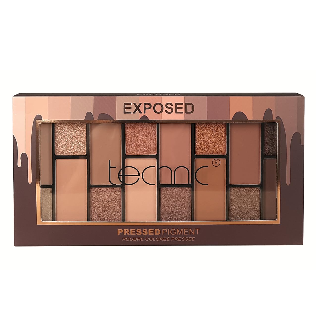 Technic Exposed Eyeshadow Palette - 16 Long Lasting, Blendable Shades with Soft Shimmers & Transitional Mattes for Day or Night Looks. With a Mixture of Browns, Bronzes and Neutrals. 29.6g