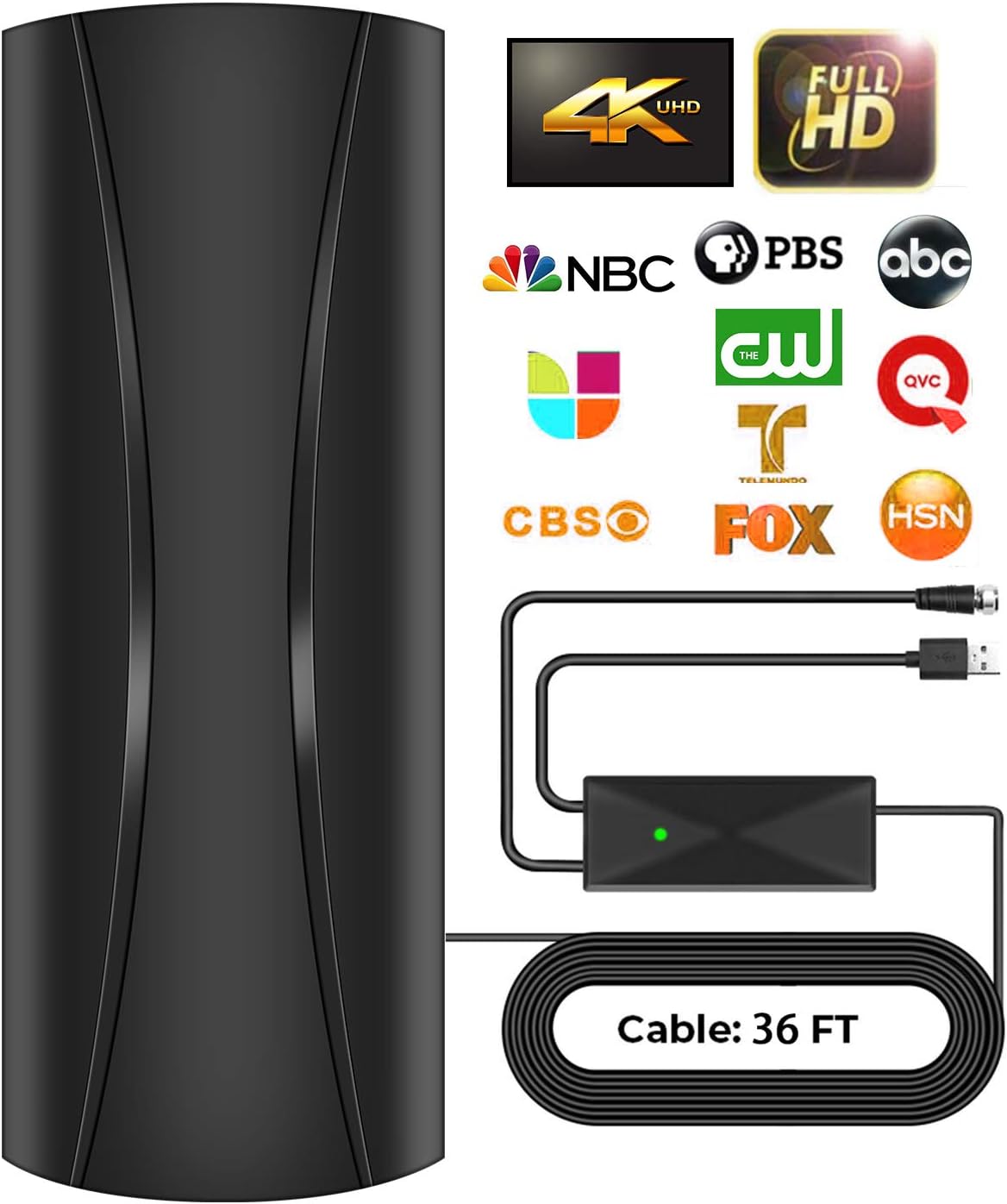 2020 Upgrade Indoor Outdoor Amplified HD Digital TV Antenna 220 Miles Range,Support 4K 1080p and All TV's -Smart Switch Amplifier Signal Booster 36ft HDTV Cable Carbon v.: Electronics