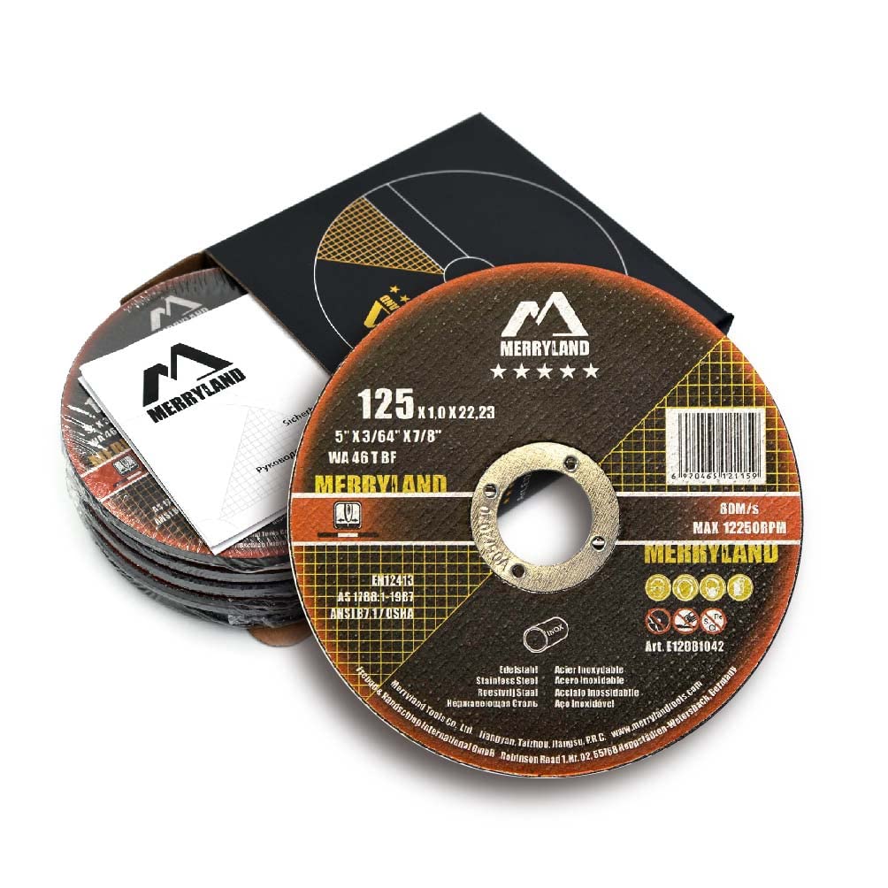 Merryland Cutting Disc 125 Metal for Angle Grinder, 125 X 1.0 X 22.23 mm Cutting Wheel 25 Pieces, INOX Stainless Steel Iron 5 inch Type 41, Expert-Line E12081042