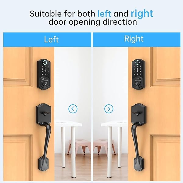 SMART LOCK FRONT DOOR, SMONET KEYLESS ENTRY DOOR LOCK WITH HANDLE, SMART FRONT DOOR LOCK SET FINGERPRINT SMART DEADBOLT BLUETOOTH ELECTRONIC DIGITAL KEYPAD LOCK, AUTO LOCK WORK WITH ALEXA, BLACK